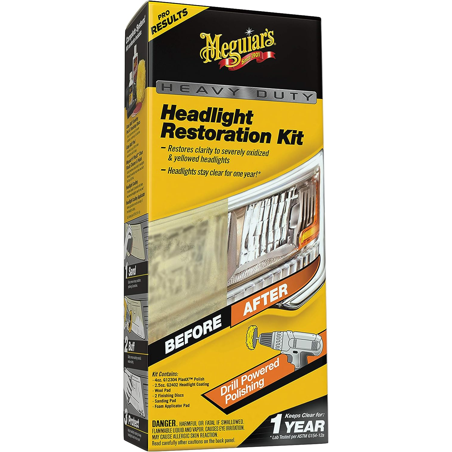 Meguiar’s G2980 Heavy Duty Headlight Restoration Kit Supply