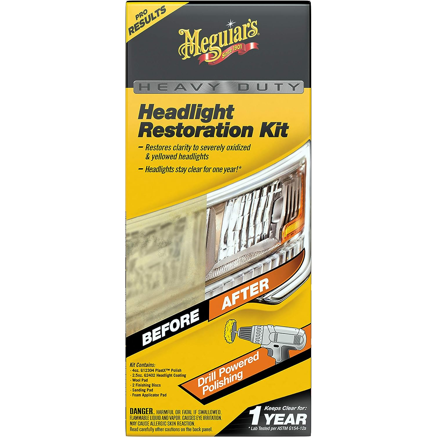 Meguiar’s G2980 Heavy Duty Headlight Restoration Kit Supply