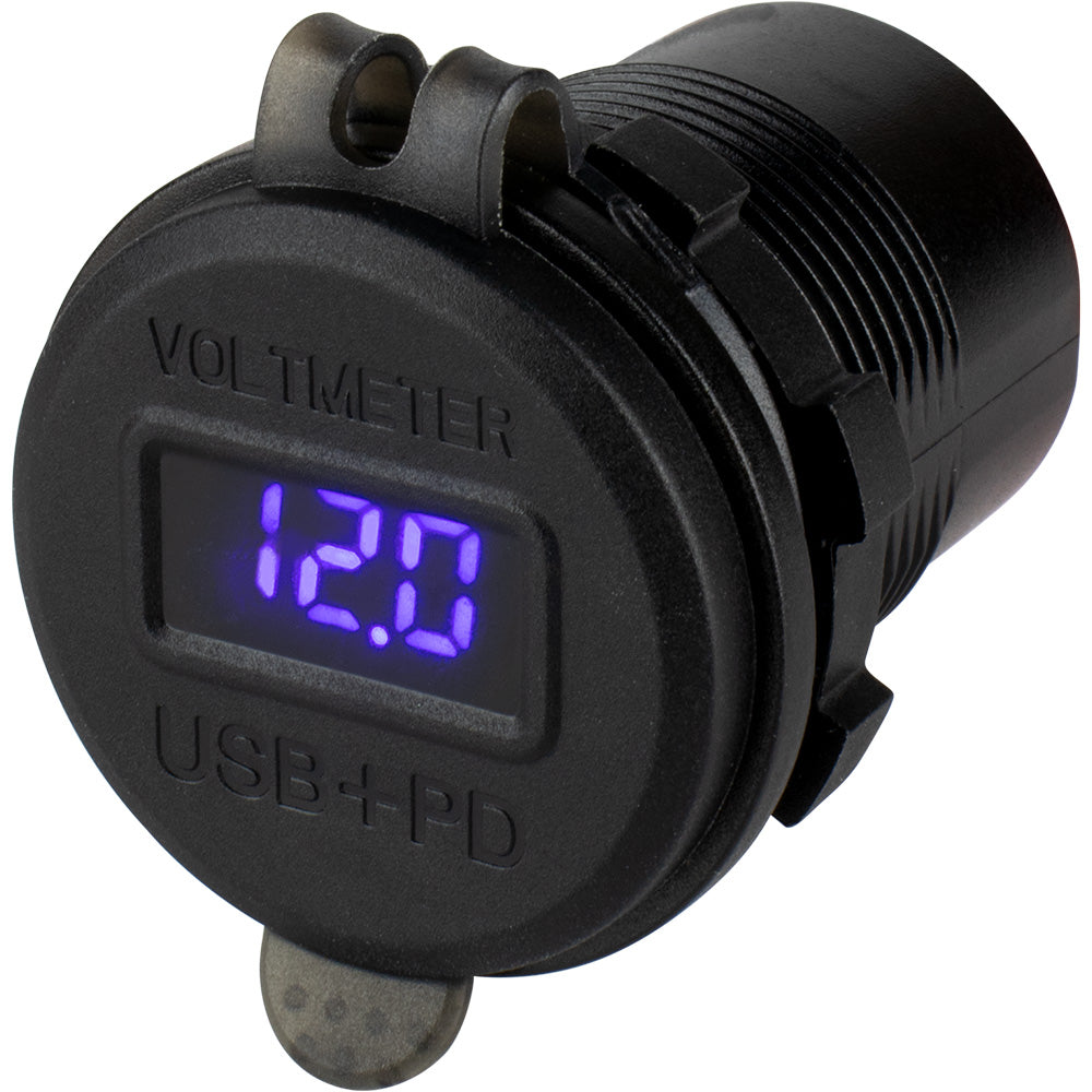 Sea-Dog Round USB  USB-C Power Socket w/Hidden Voltmeter [426518-1] Online