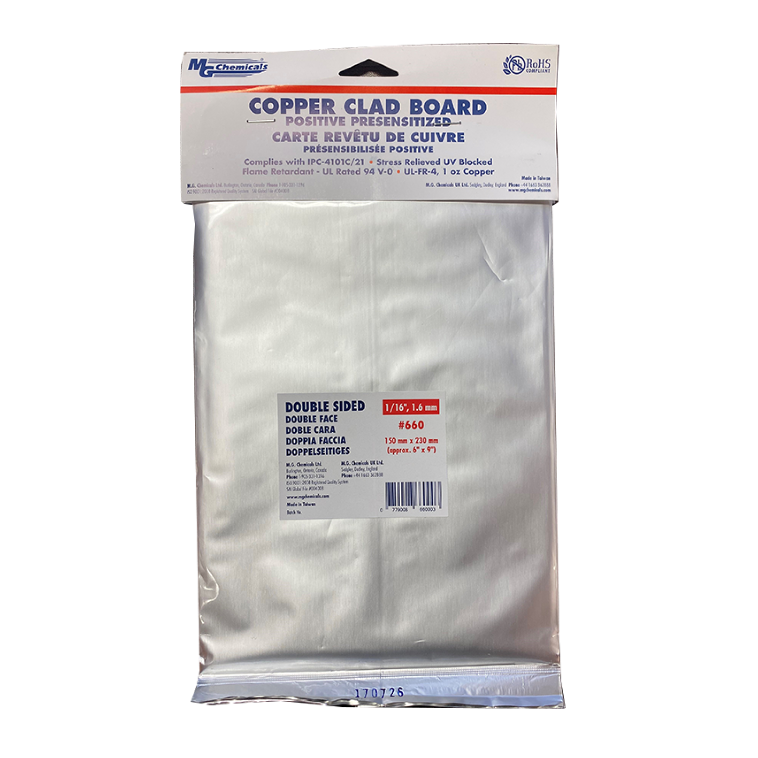 MG Chemical 660 Positive Presensitized Copper Clad Boards, 150 x 230 mm (6 in x 9 in) on Sale
