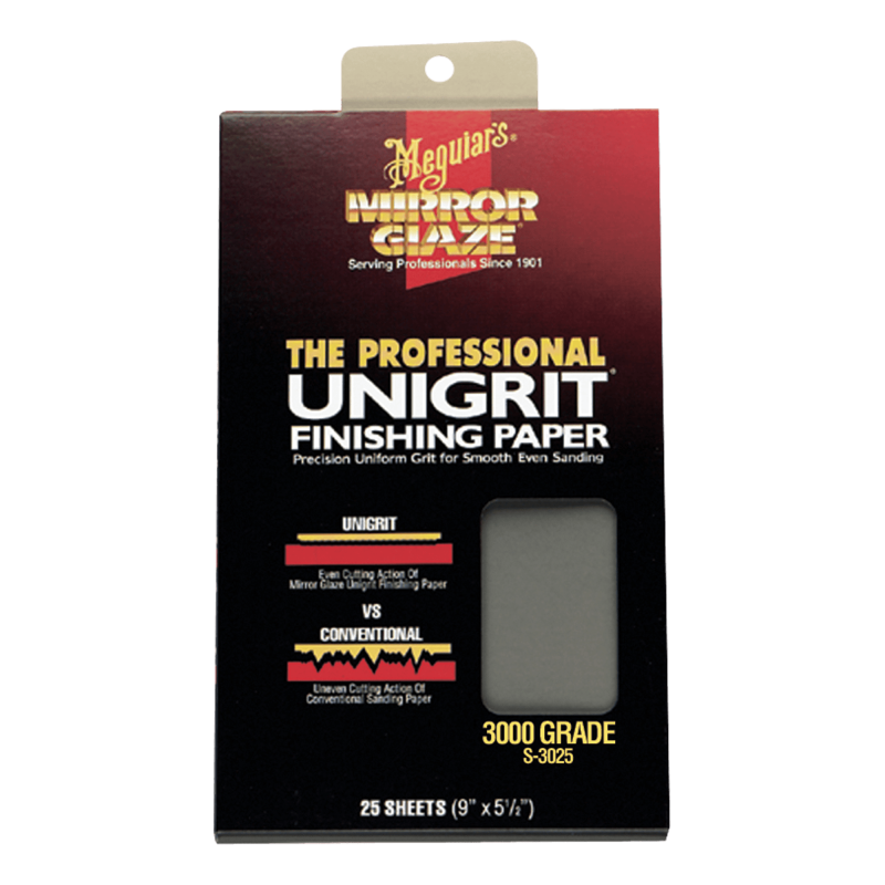 Meguiar’s S3025 Mirror Glaze Unigrit Finishing Paper, 3000 Grit, 25 SHEETS Supply