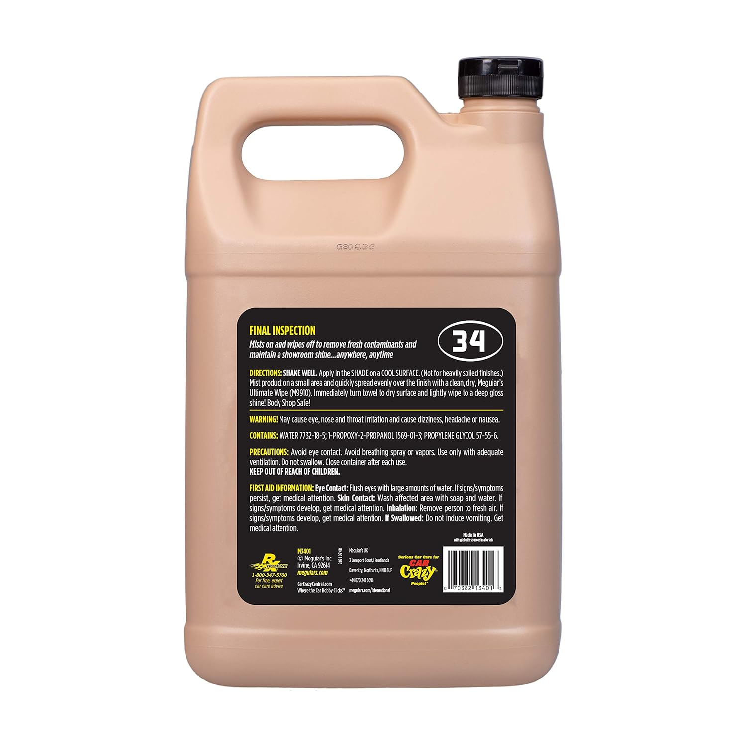 Meguiar’s M3401 Mirror Glaze Final Inspection Spray, 1 gal Online Hot Sale