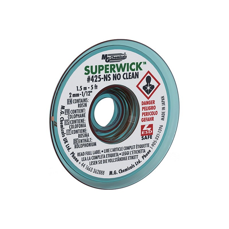 MG Chemicals 425-NS No Clean Super Wick Desoldering Braid 400-NS Series #3 0.075″ Width x 5′ Length, Green Online now
