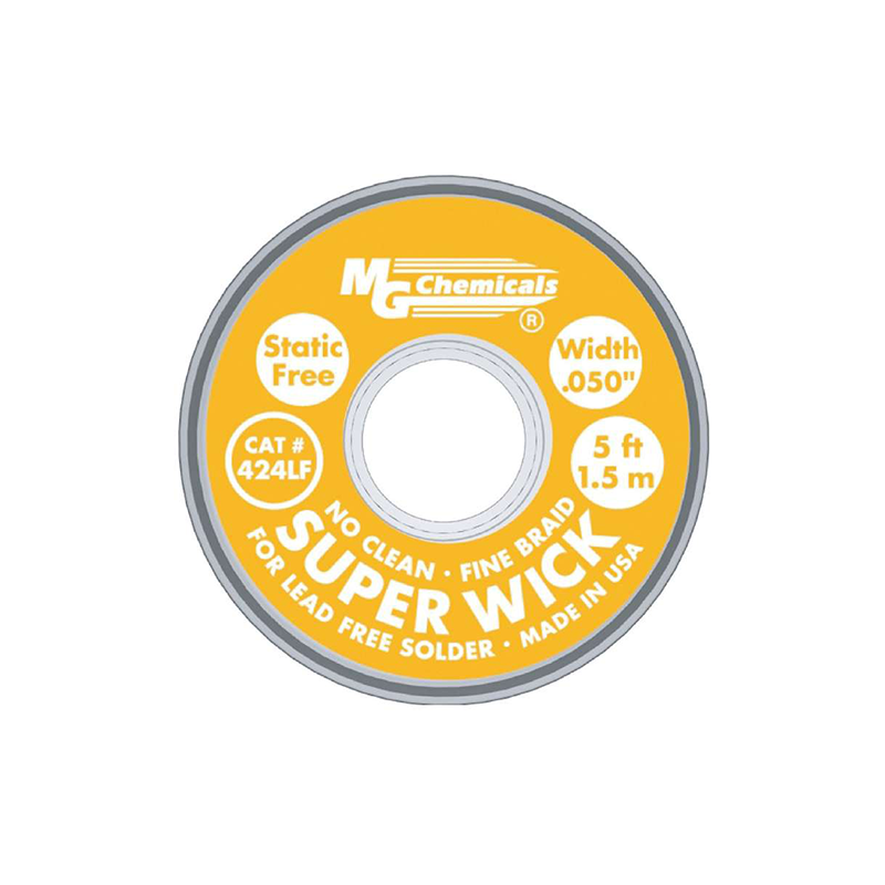 MG Chemicals 424-LF No Clean Desoldering Braid Fine Braid Super Wick for Lead Free Solder 0.05″ Width x 5′ Length Fashion