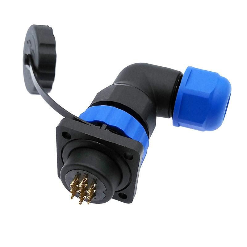 SP20 waterproof connector 1/2/3/4/5/6/7/8/9/10/12/14 pin IP68 angle connectors 90 degree elbow flange socket Sale