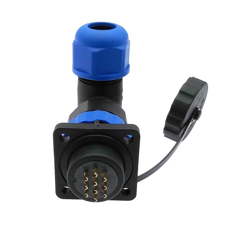 SP20 waterproof connector 1/2/3/4/5/6/7/8/9/10/12/14 pin IP68 angle connectors 90 degree elbow flange socket Sale