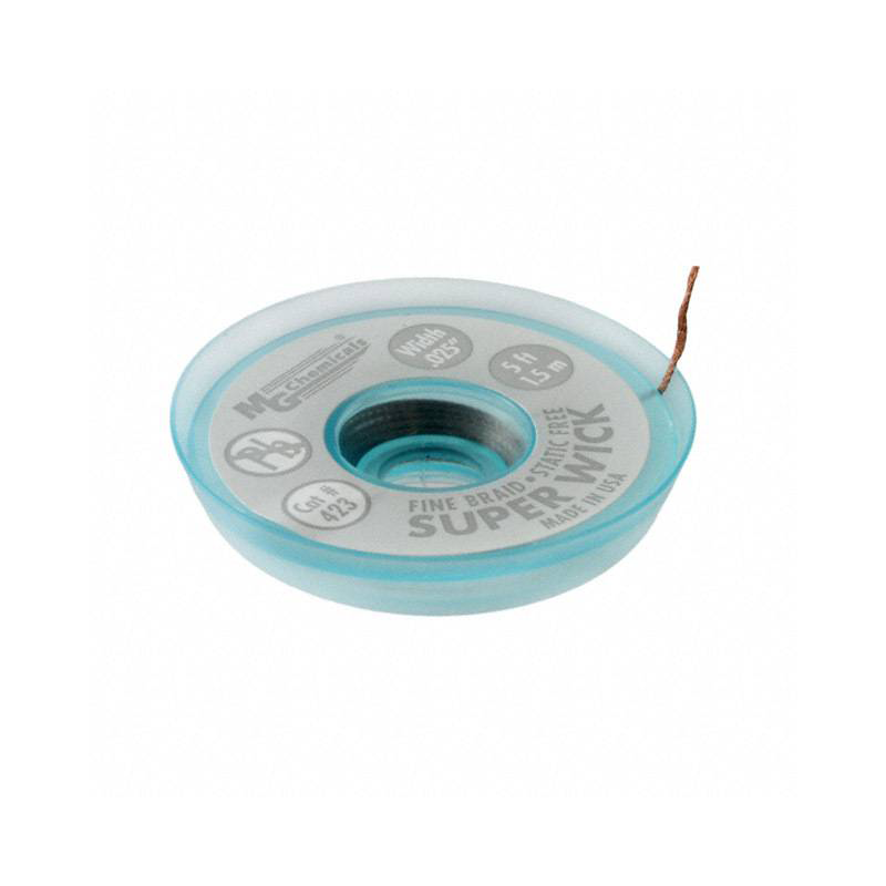 MG Chemicals 423 Fine Braid SuperWick #1 Series 400 with RMA Flux 5′ Length x 0.025″ Width White Supply