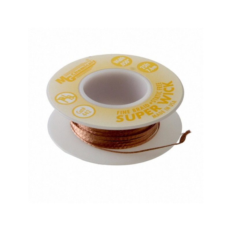 MG Chemicals 442 Fine Braid Super Wick 400 Series #2 with RMA Flux 5′ Length x 0.05″ Width Yellow Discount