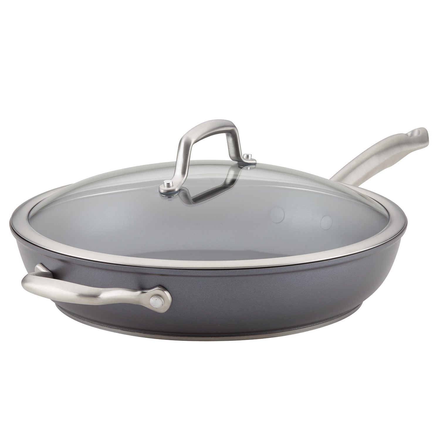 Anolon Accolade Hard Anodized Nonstick Deep Frying Pan with Lid, 12-Inch, Gray Discount