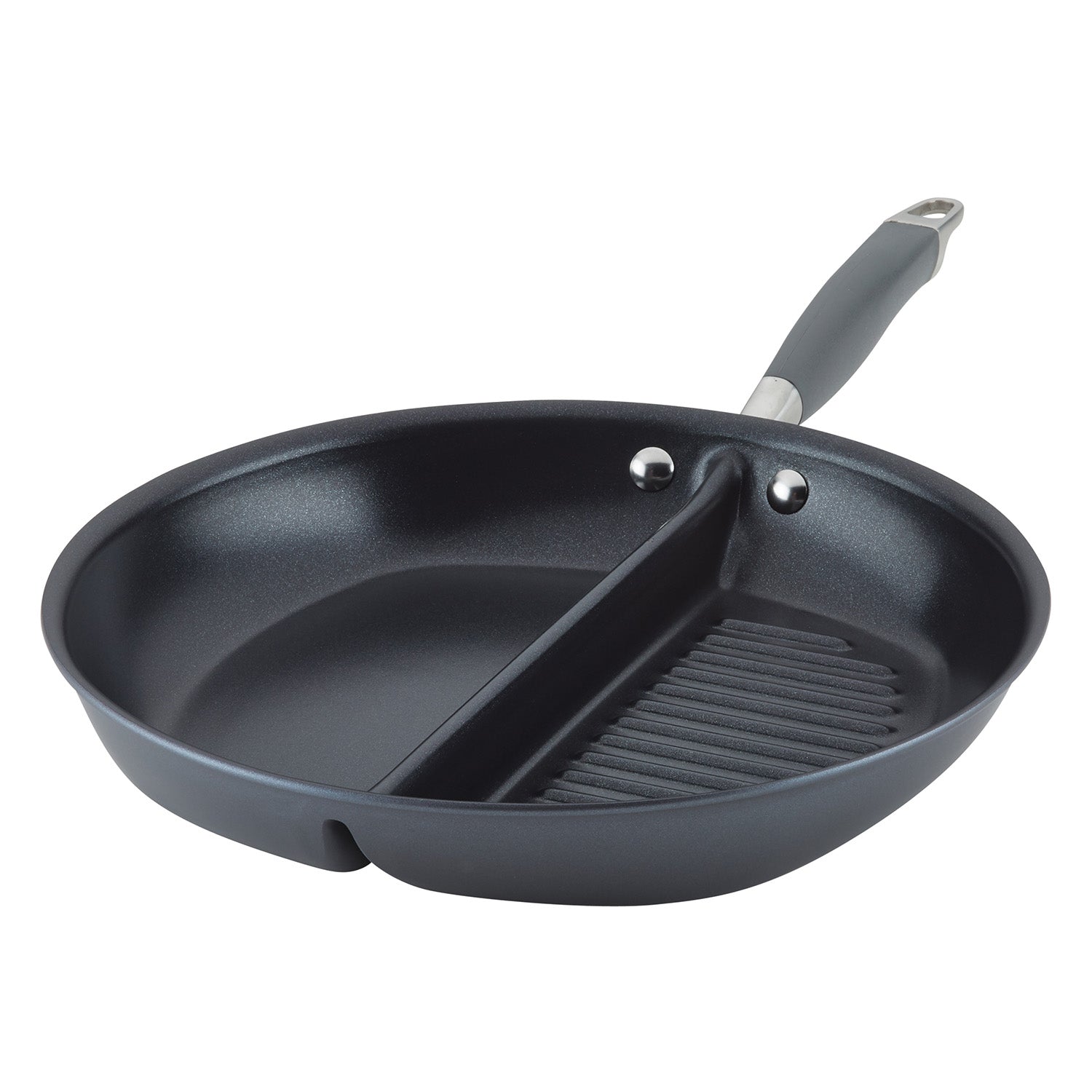 Anolon Advanced Home Hard-Anodized Nonstick Divided Grill and Griddle Pan, 12.5-Inch, Moonstone Online now