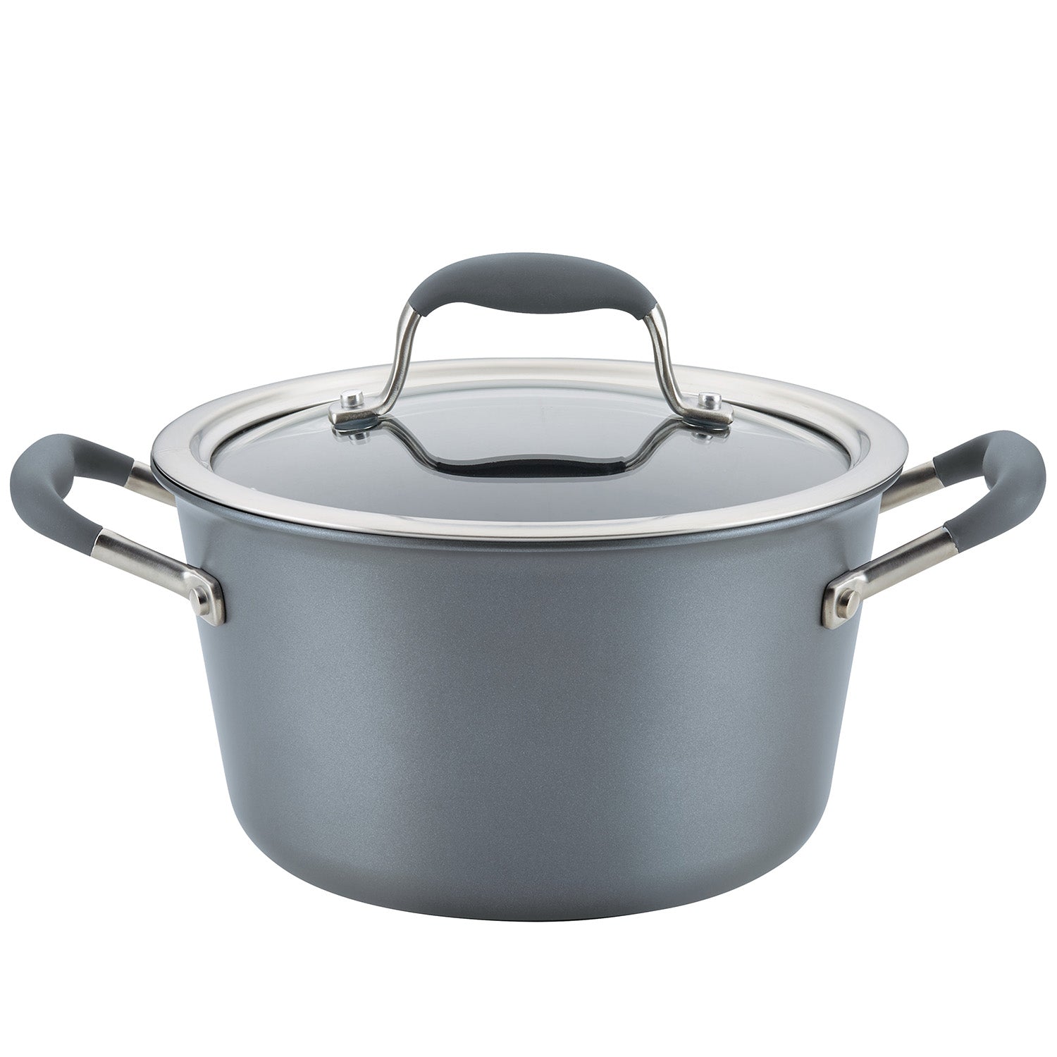 Anolon Advanced Home Hard-Anodized Nonstick Saucepot with Lid, 4.5-Quart, Moonstone Fashion