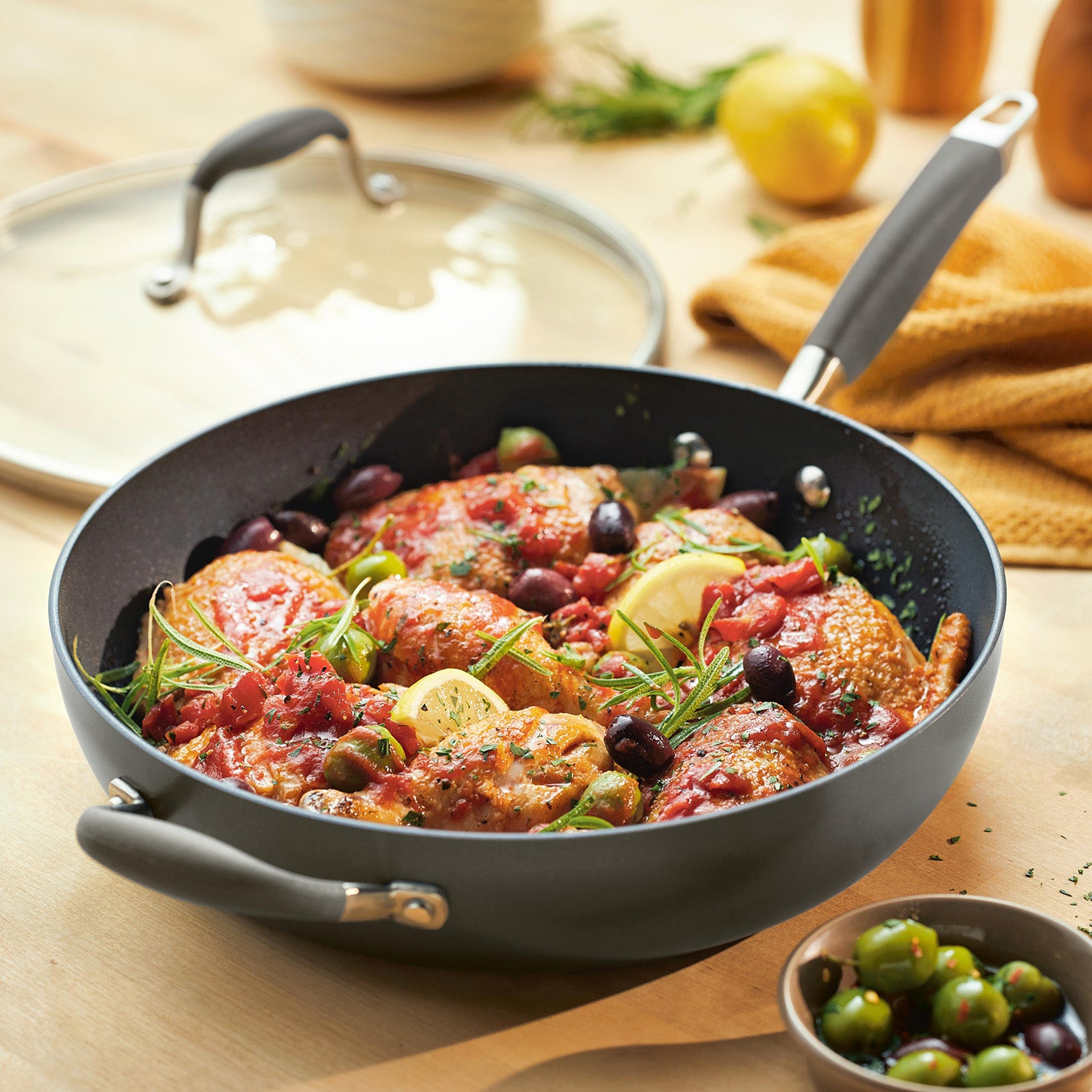 Anolon Advanced Home Hard-Anodized Nonstick Deep Frying Pan with Lid, 12-Inch, Moonstone Online