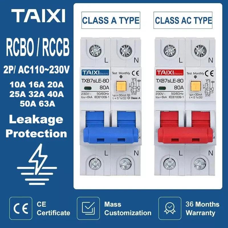 TAIXI- RCBO Type A / AC Circuit Breaker 10A up to 63A Online