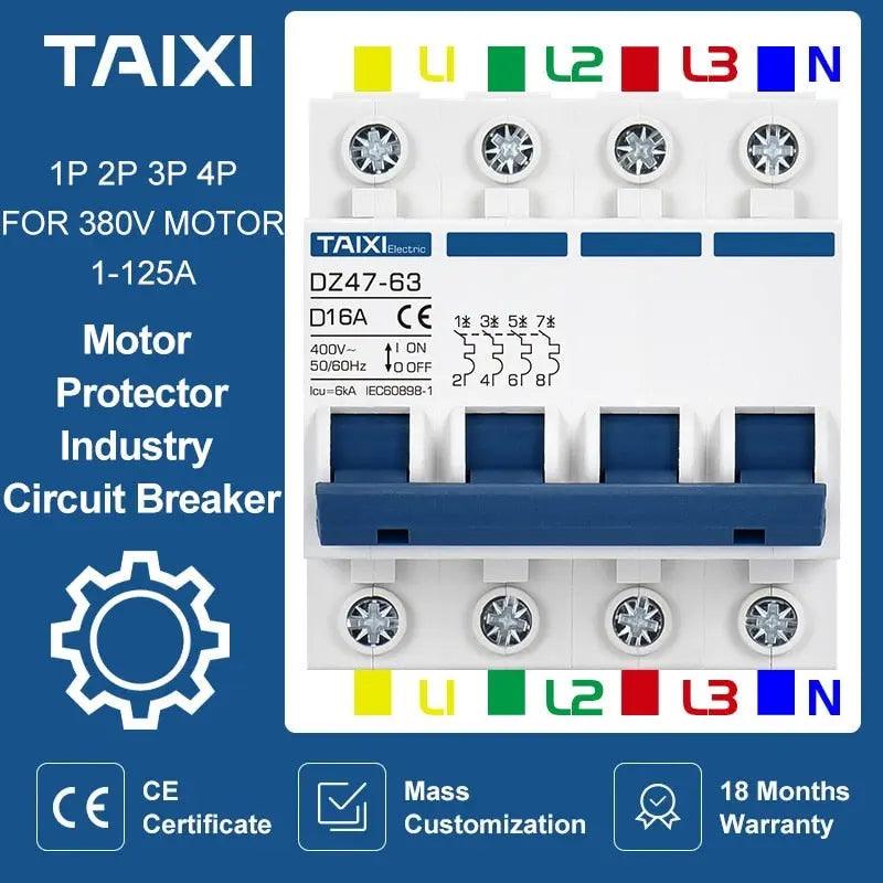TAIXI- DZ47/ D Tripping Curve Motor Circuit Breaker 10A~125A AC400V Online Hot Sale