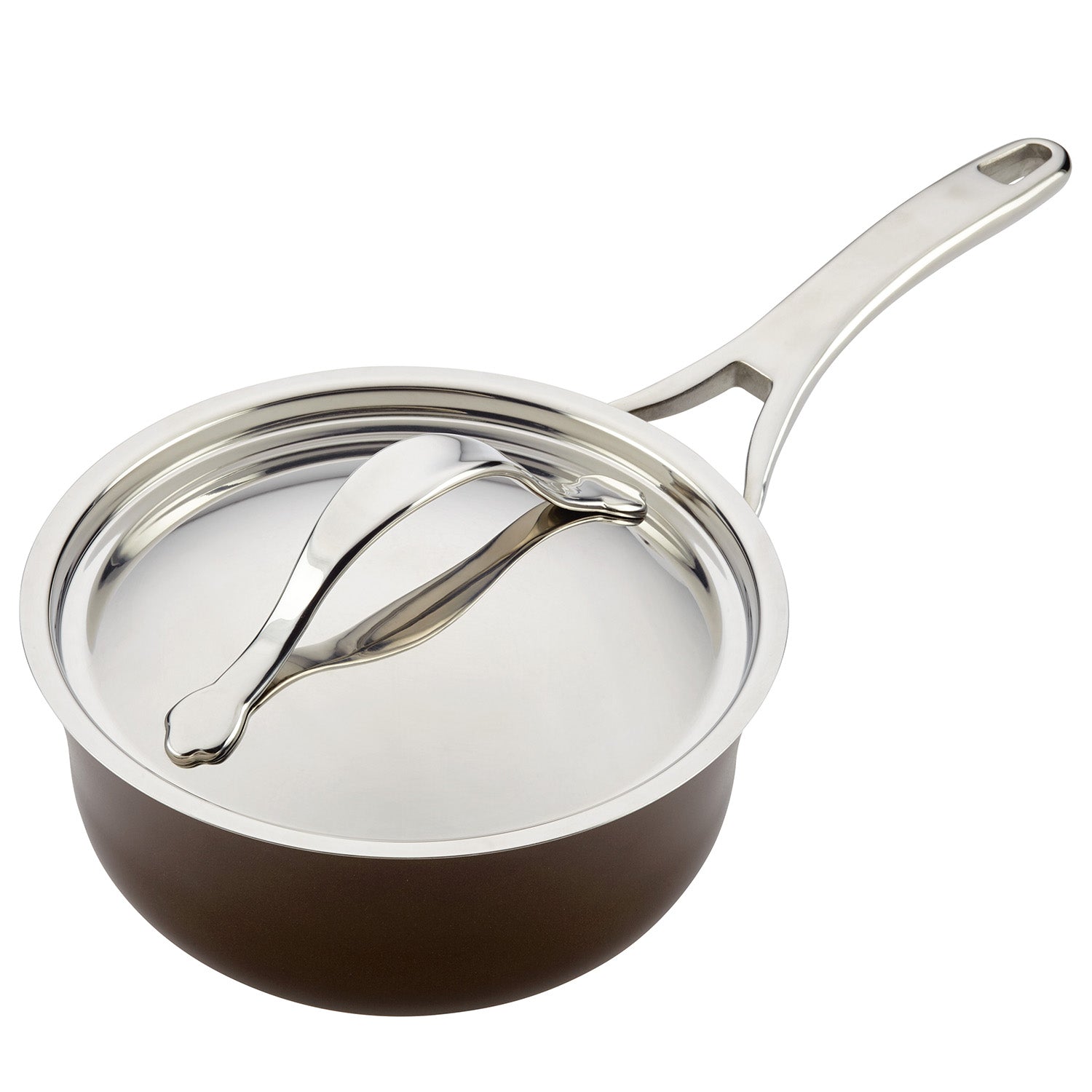 Anolon Nouvelle Copper Luxe Hard-Anodized Nonstick Saucier with Lid, 2.5-Quart, Sable Supply