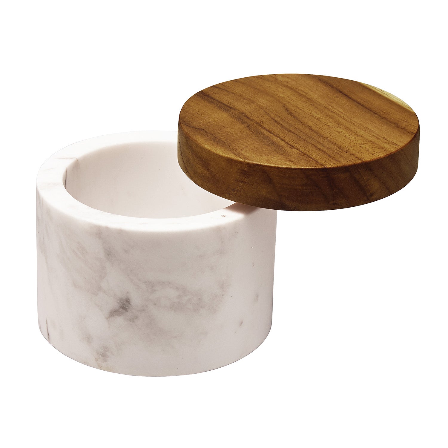 Anolon Pantryware White Marble Salt Cellar with Teakwood Lid, 5.25-Ounce Online now