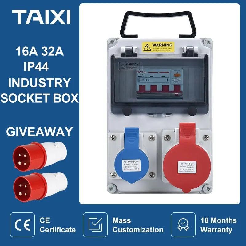 TAIXI- Waterproof Industrial Socket Box Outdoor  With MCB RCBO Switch Supply