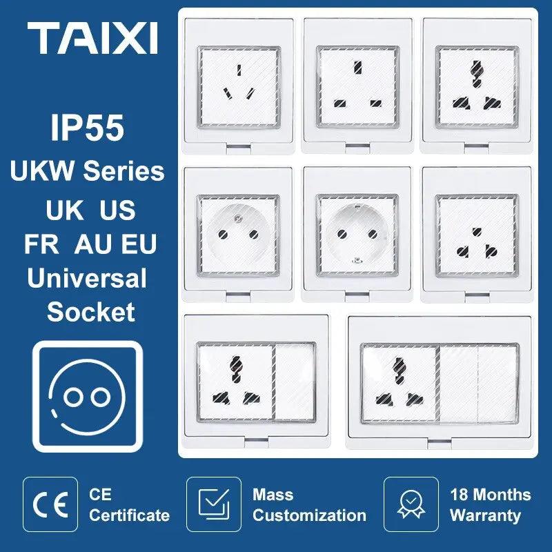 TAIXI- IP55 Waterproof Socket Switch Box|  EU AU UK US FR Universal Type Socket optional Online Hot Sale