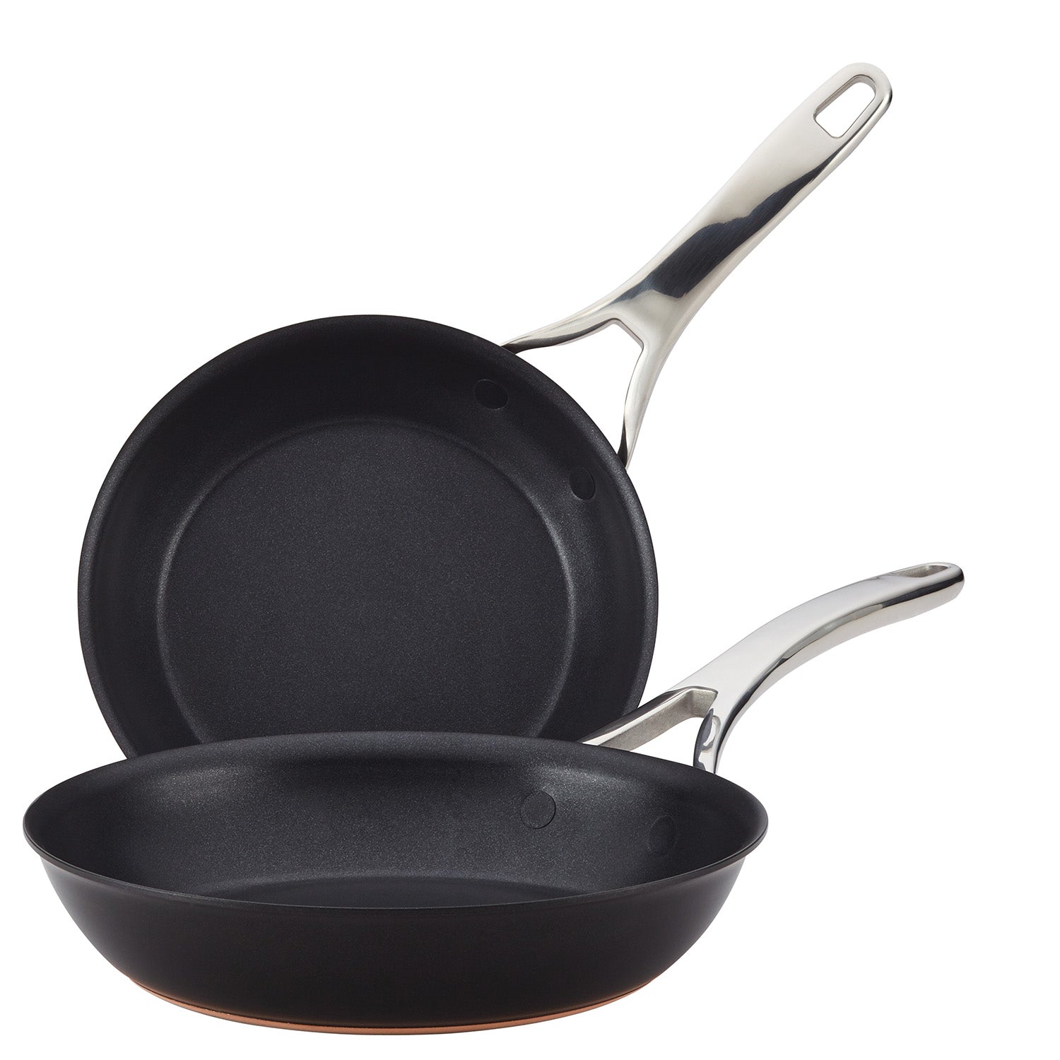 Anolon Nouvelle Copper Luxe Hard-Anodized Nonstick Frying Pan Set, 2-Piece, Onyx Online now