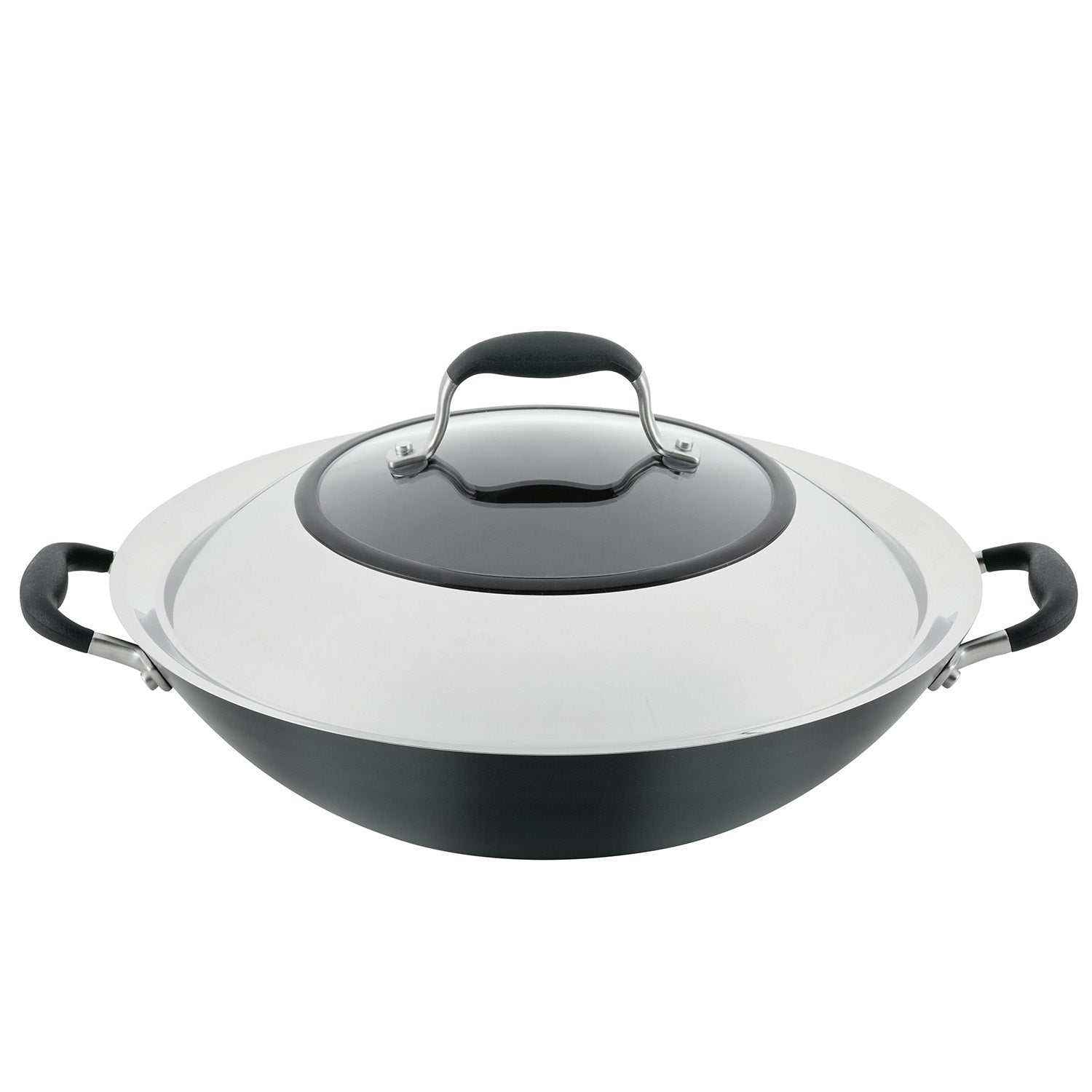 Anolon Advanced Home Hard-Anodized Nonstick Wok with Side Handles and Lid, 14-Inch, Onyx Online now
