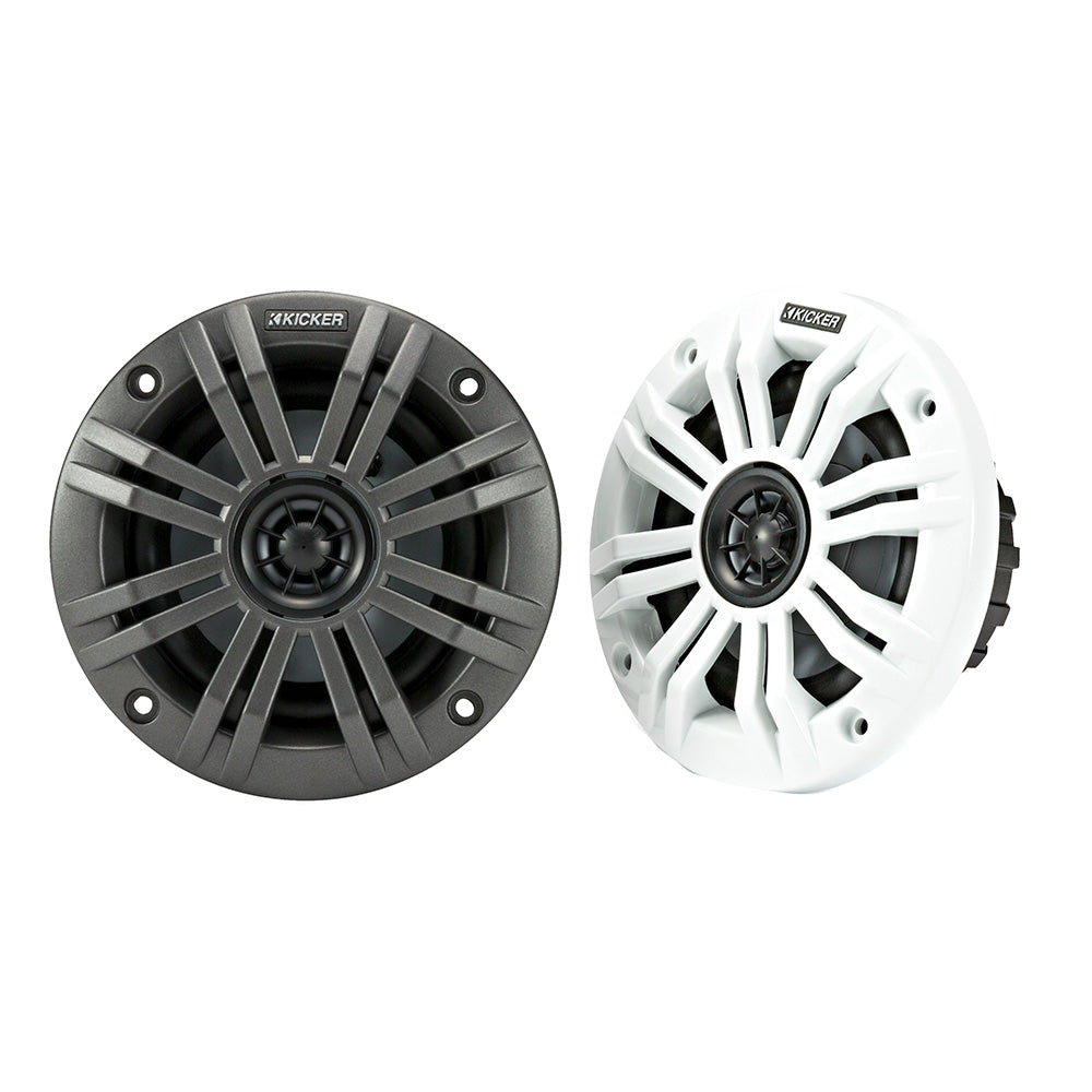 KICKER KM4 4″ Marine Coaxial Speakers w/1/2″ Tweeters – 4-Ohm, Charcoal  White [45KM44] on Sale