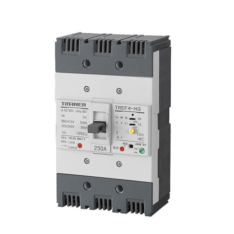 TREF4-250H 3 Phase Rcbo Mccb with Elcb 200 Amp 30mA~500mA Adjustable Fashion