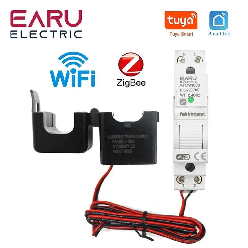 Tuya Smart WiFi /Zigbee Electricity KWH Meter Din Rail Single Phase AC 110V 240V 50A 63A CT AC Meter App Real Time Monitor Power Online Hot Sale