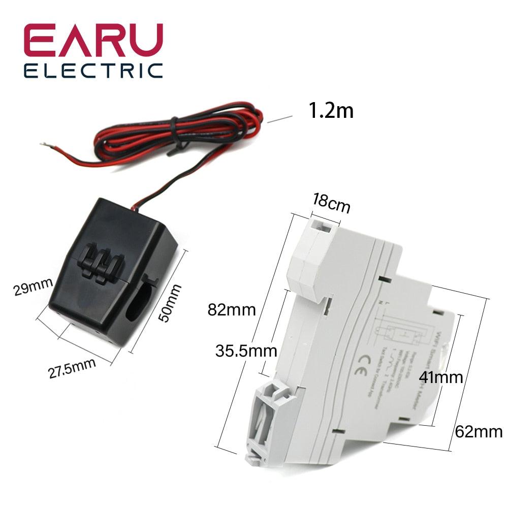 Tuya Smart WiFi /Zigbee Electricity KWH Meter Din Rail Single Phase AC 110V 240V 50A 63A CT AC Meter App Real Time Monitor Power Online Hot Sale