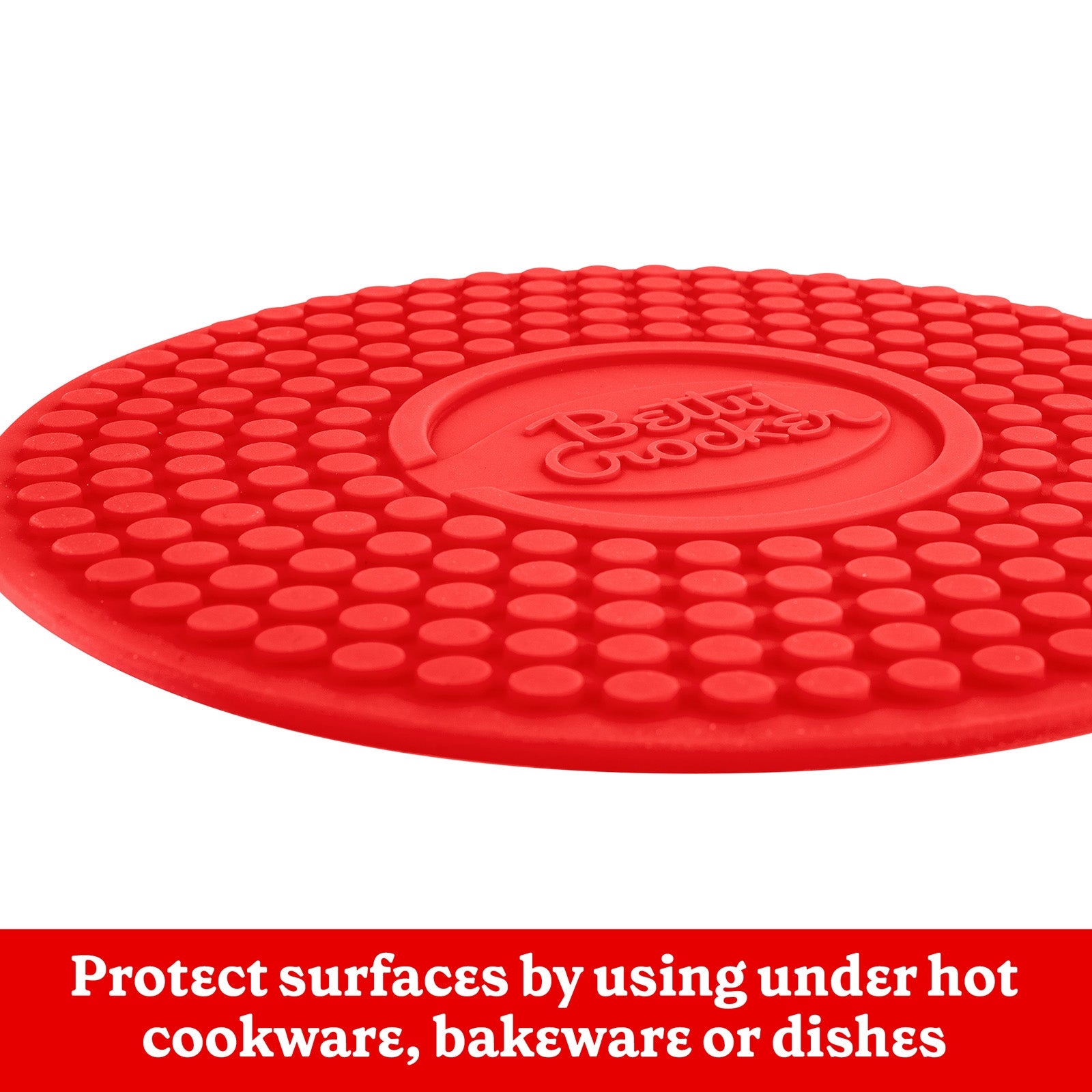Betty Crocker Silicone 7 x 7 Inch Trivet, Red on Sale