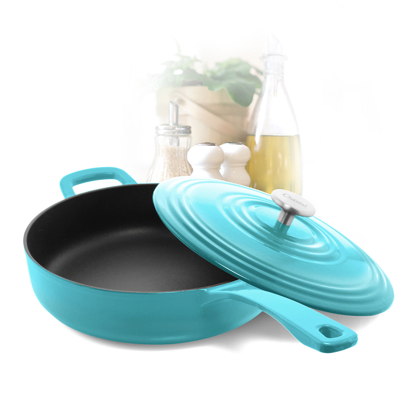 Chantal 5 qt. Round Cast-Iron Saute Skillet w/ Lid on Sale