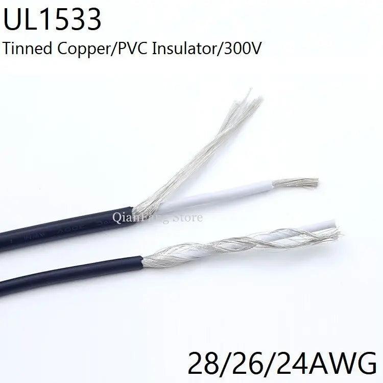 UL1533- 2/5/10M Shielded Wire Signal Cable| 28, 26, 24AWG/Black,Gray Optional Fashion