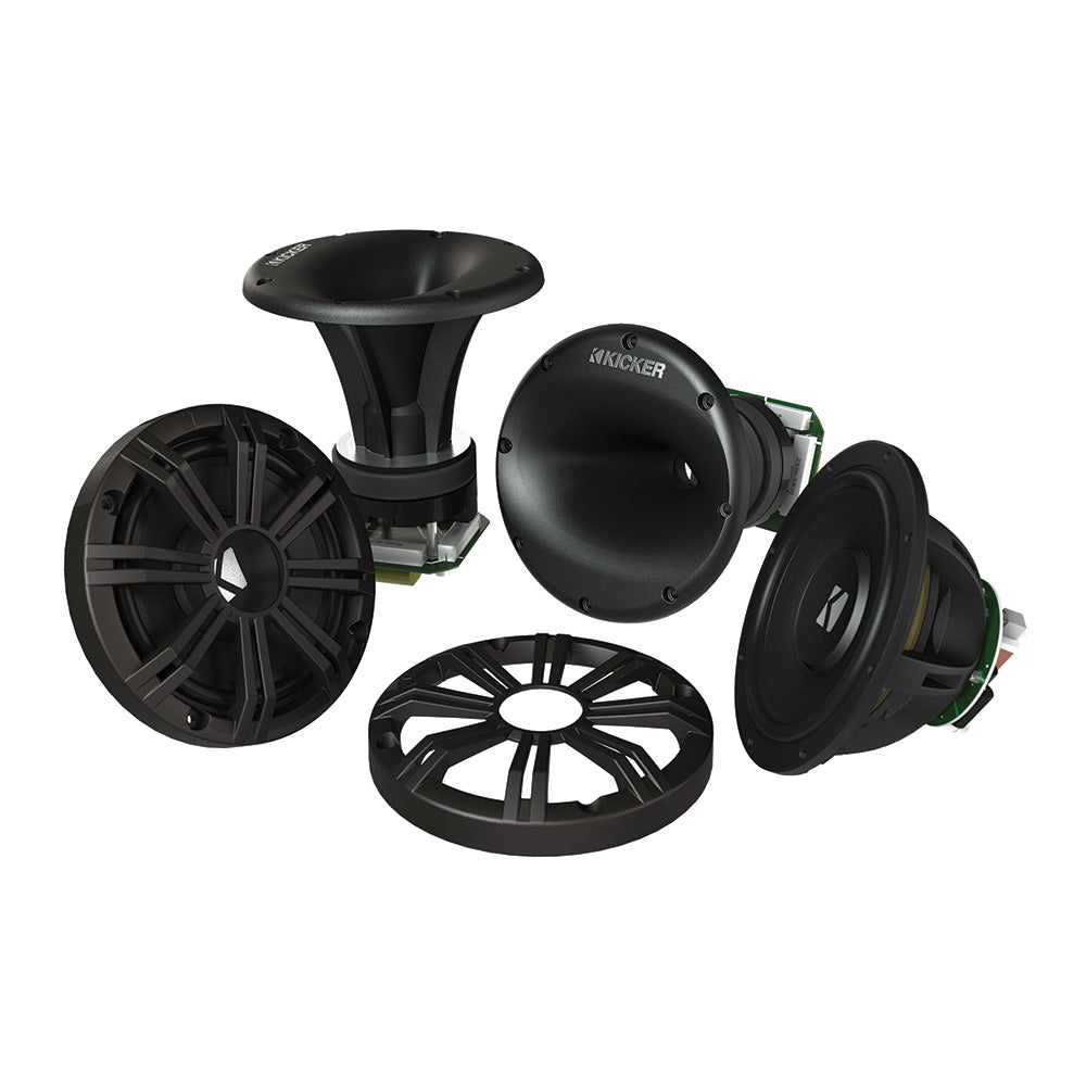 KICKER KMS67 6.75″ Horn Loaded Tower System – 4-Ohm, Charcoal [41KMS674C] Online Sale