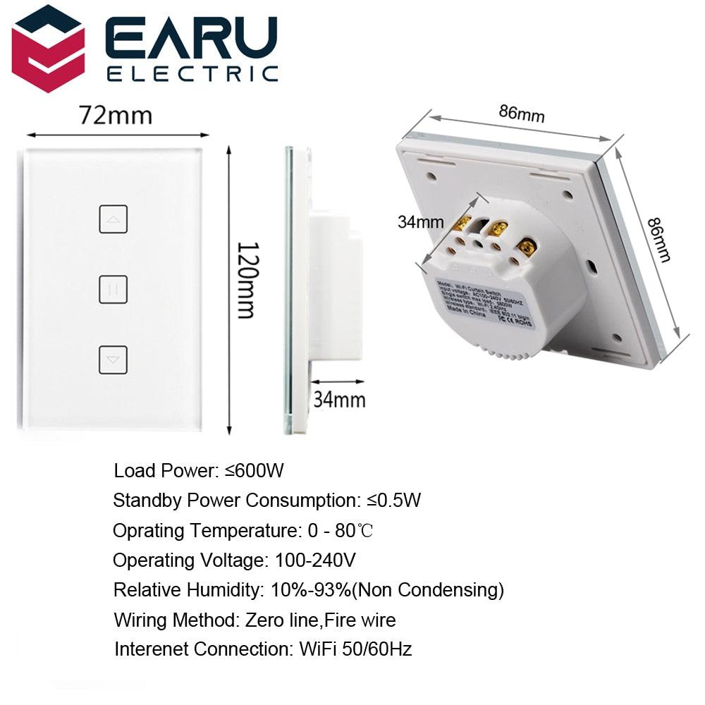 WiFi Smart Timer Glass Wall Touch Curtain Switch Controller Roller Shutter Electric Motor TUYA Smart Life App Google Home Alexa Hot on Sale