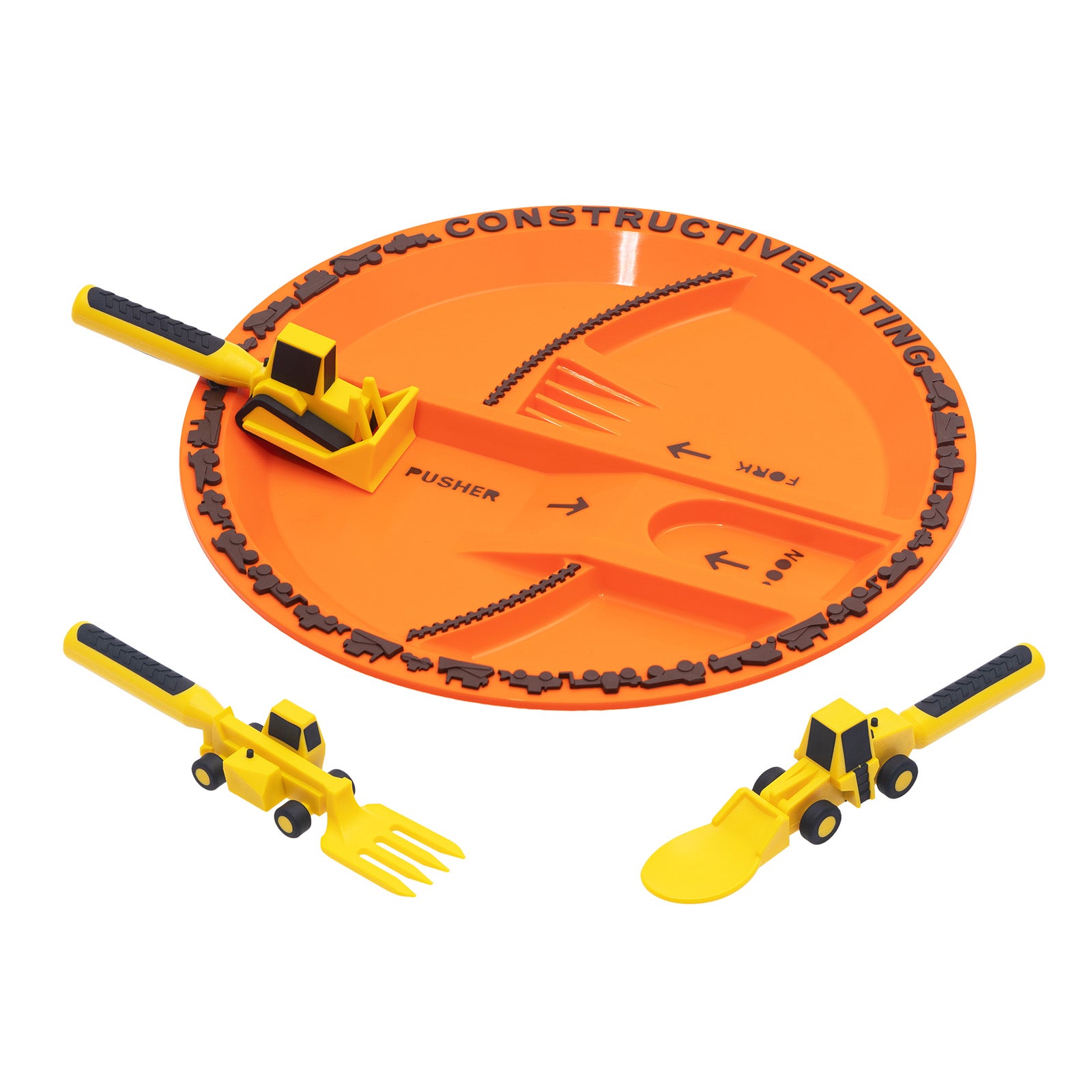 Constructive Eating Construction Utensil and Divided Plate Set for Kids and Toddlers on Sale