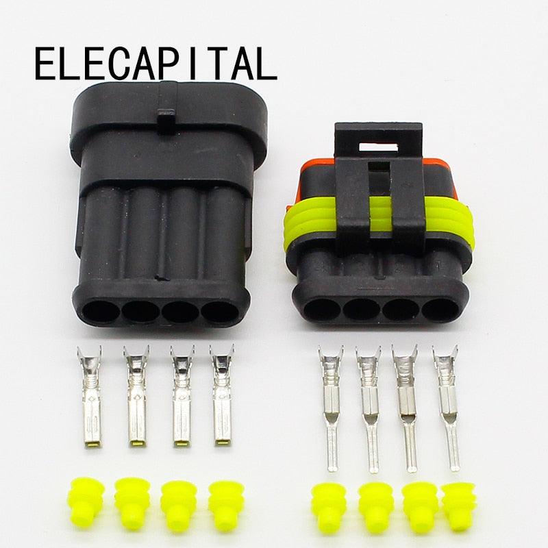 Wholesale 5 Sets NEW Car Auto 4 Pin Way Sealed Waterproof Electrical Wire Connector Plug Set Sale