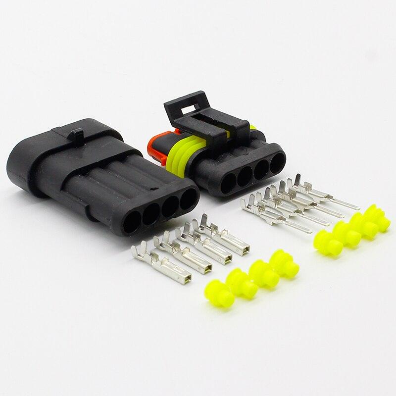Wholesale 5 Sets NEW Car Auto 4 Pin Way Sealed Waterproof Electrical Wire Connector Plug Set Sale