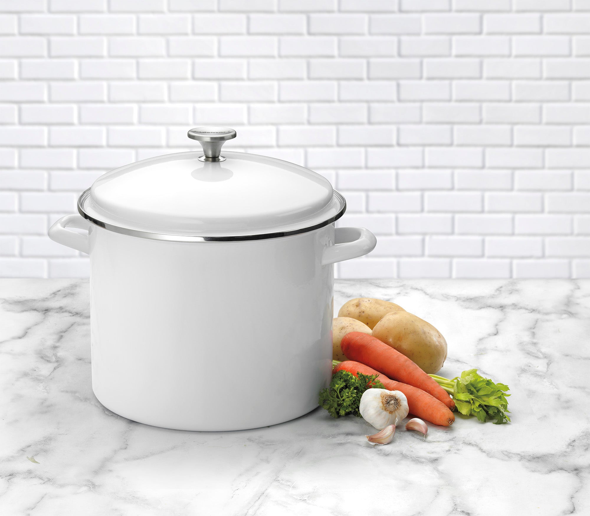 Cuisinart Enamel On Steel 12 Qt. Stockpot w/Cover, White Online Hot Sale