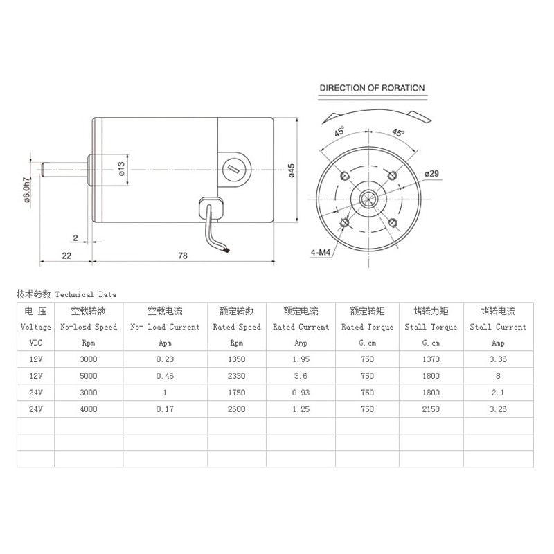 ZHENGKE ZYTD-45SRZ-R 45mm 12V/24V DC motor Round shaft 2000RPM3000RPM4000RPM5000RPM 7W/8W Sale
