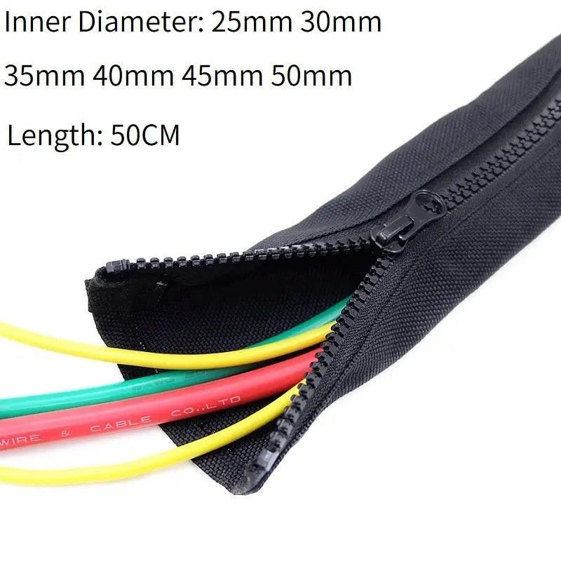 Zipper Cable Sleeve Flexible Nylon Cable Sock/ 25-50mm optional Online now