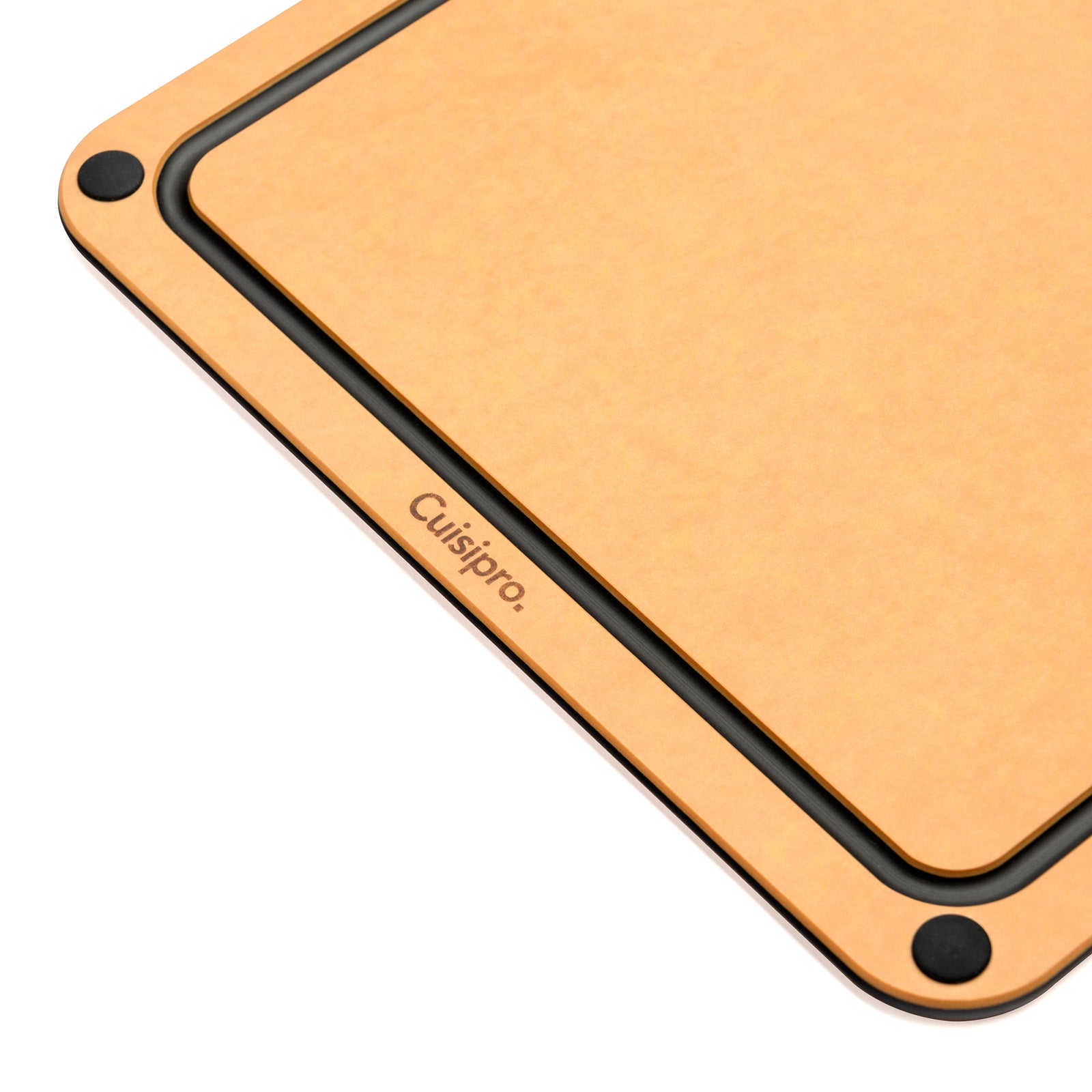 Cuisipro Fibre Wood Cutting Board with Silicone Feet, 16 x 11 Inch, Natural/Slate on Sale