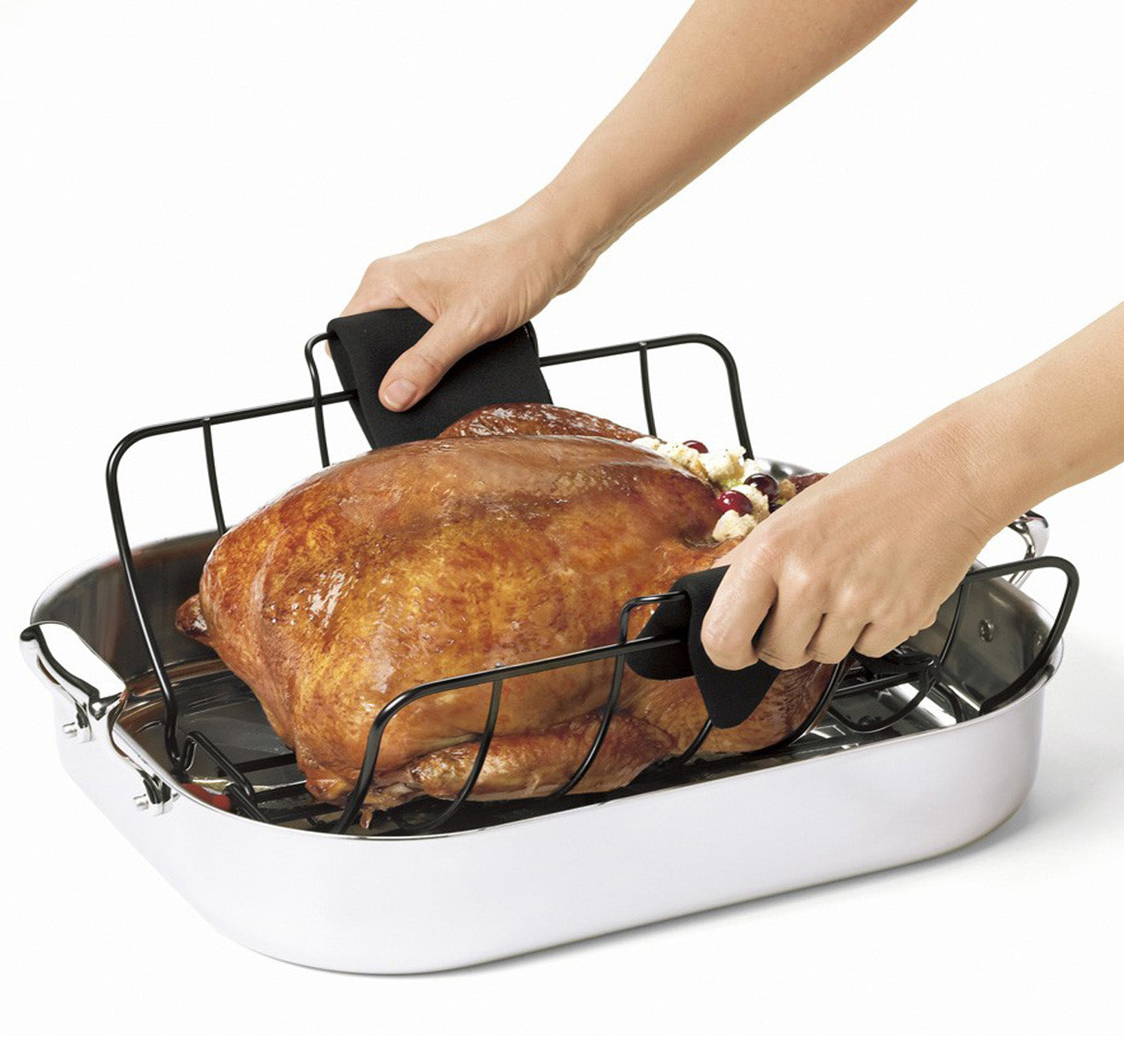 Cuisipro Roast & Serve Non-Stick Turkey and Poultry Roasting Rack, Black Online