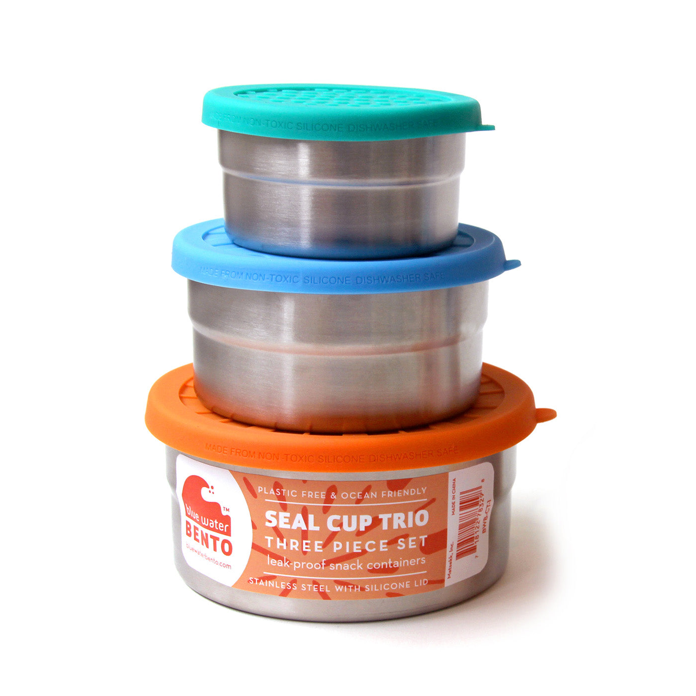 ECOlunchbox Blue Water Bento Seal Cup Trio Food Storage Containers, Stainless Supply