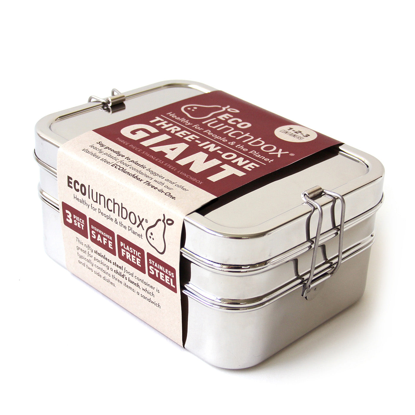 ECOlunchbox Three in One Giant Stainless Steel Food Container Set Online now