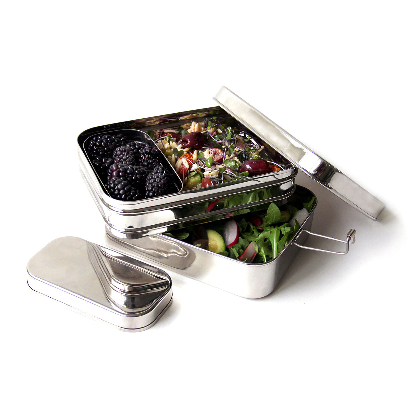 ECOlunchbox Three in One Giant Stainless Steel Food Container Set Online now