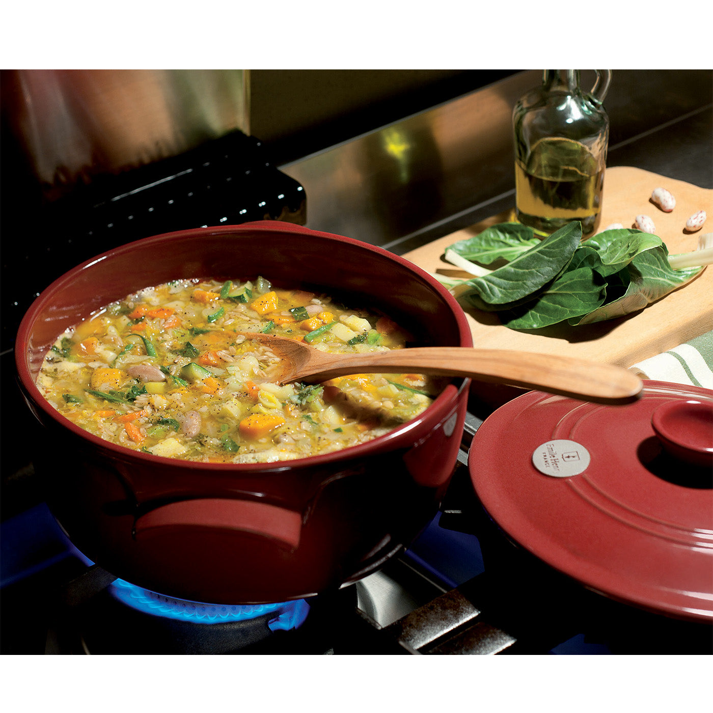 Emile Henry Flame Round Stewpot Dutch Oven, 2.6 Quart Supply