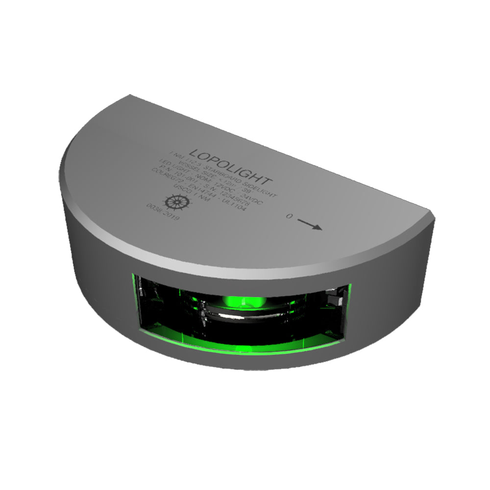 Lopolight Series 101-001 – Starboard Side Light – 1NM – Vertical Mount – Green – Silver Housing [101-001] Online