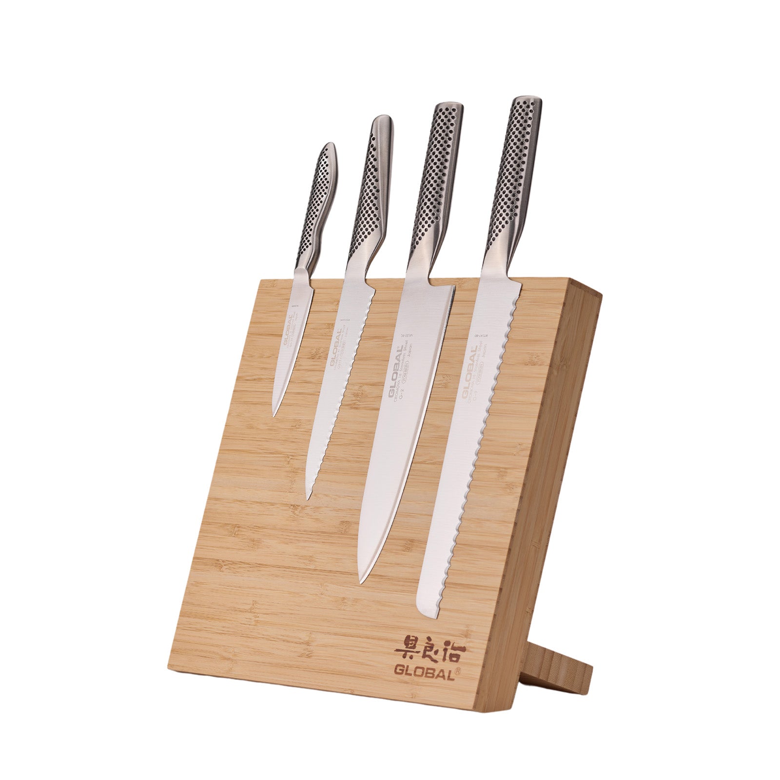 Global Bitoku Classic Essentials 5 Piece Knife Set with Magnetic Block, Hardwood Online now