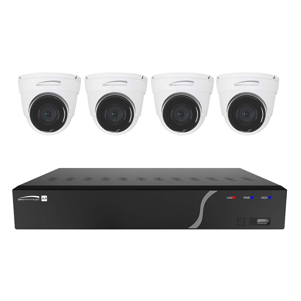 Speco 4 Channel NVR Kit w/4 Outdoor IR 5MP IP Cameras 2.8mm Fixed Lens, 1TB Kit NDAA [ZIPK4N1] Hot on Sale