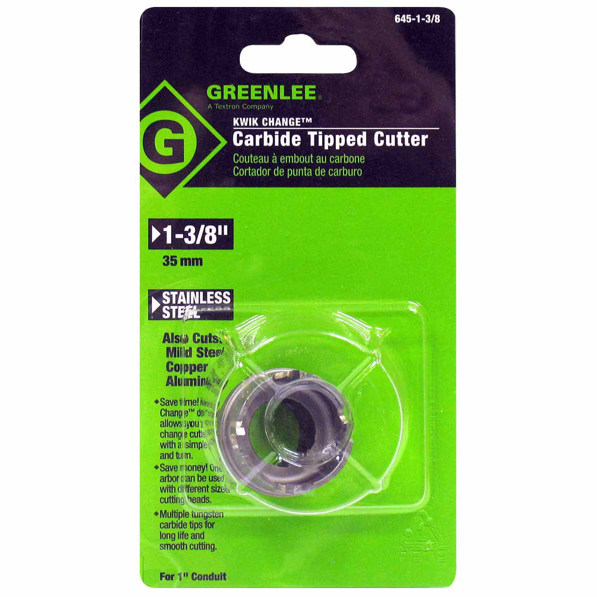Greenlee 645-1-3/8 1-3/8″ Quick Change Stainless Steel Carbide-Tipped Hole Cutter Discount