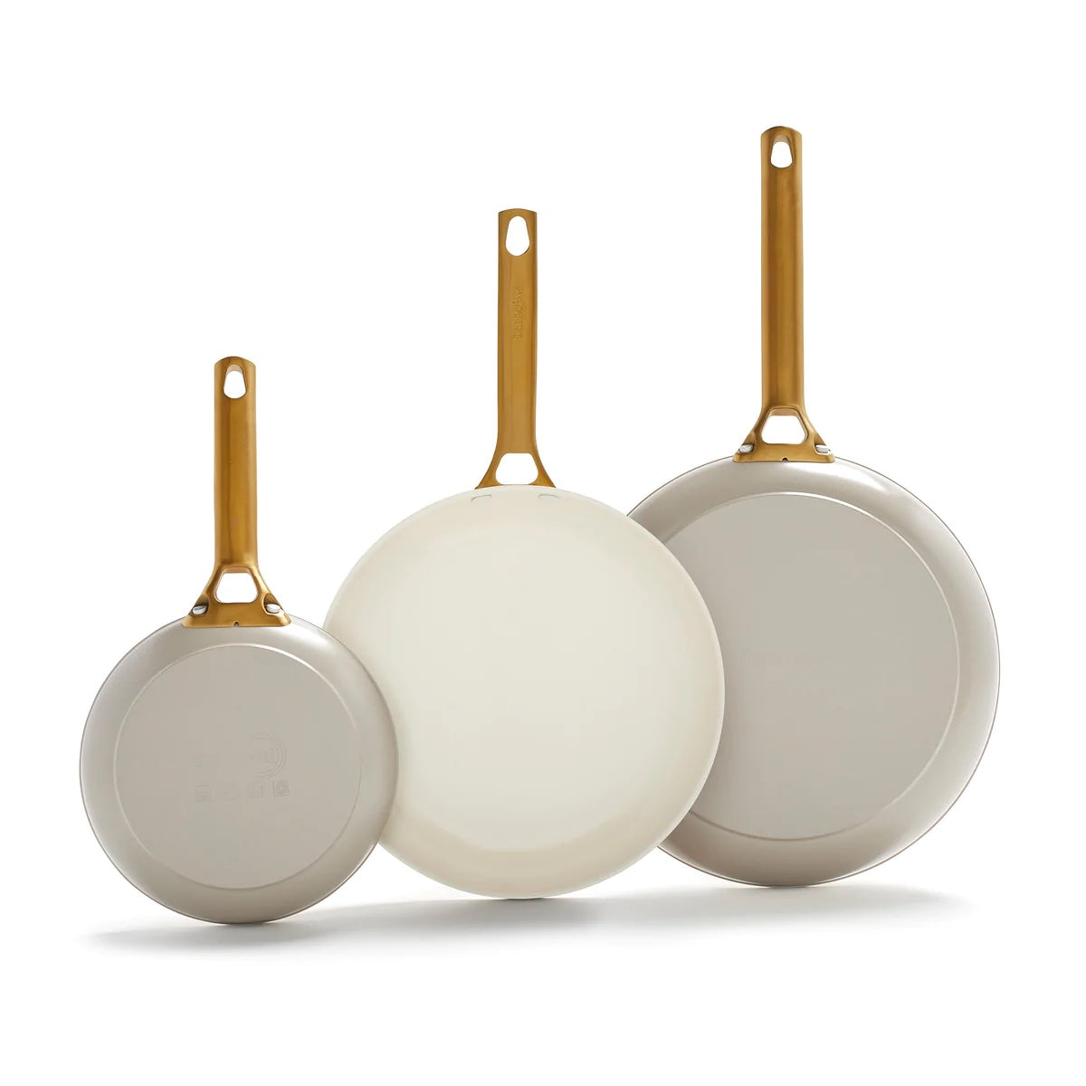 GreenPan Reserve Hard Anodized Ceramic Nonstick 3 Piece Frying Pan Set, Taupe Discount